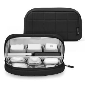 Quilted Cable Organizer Bag, Soft Tech Pouch & Travel Electronics Case